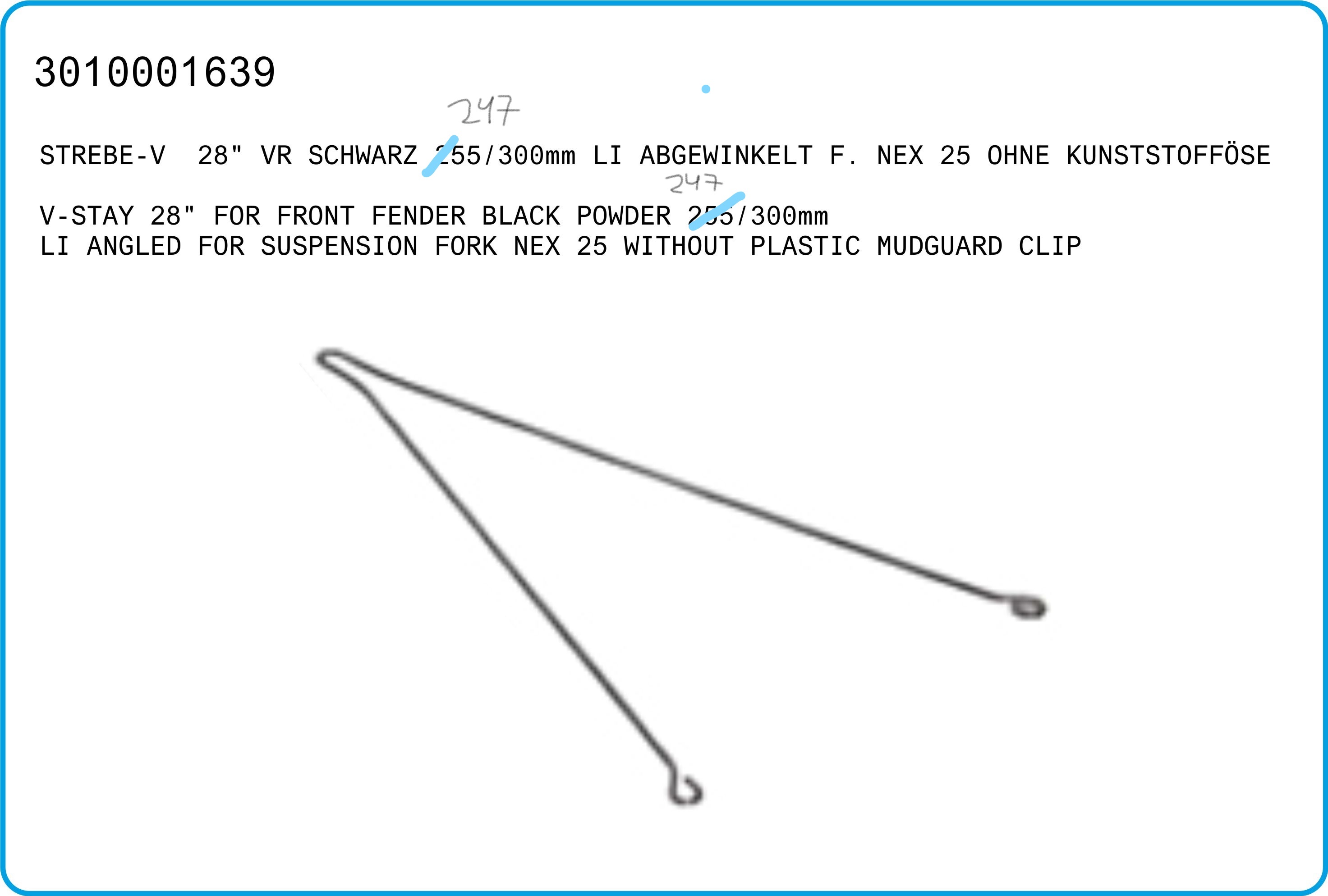 Strebe links 247/300mm Vorderrad