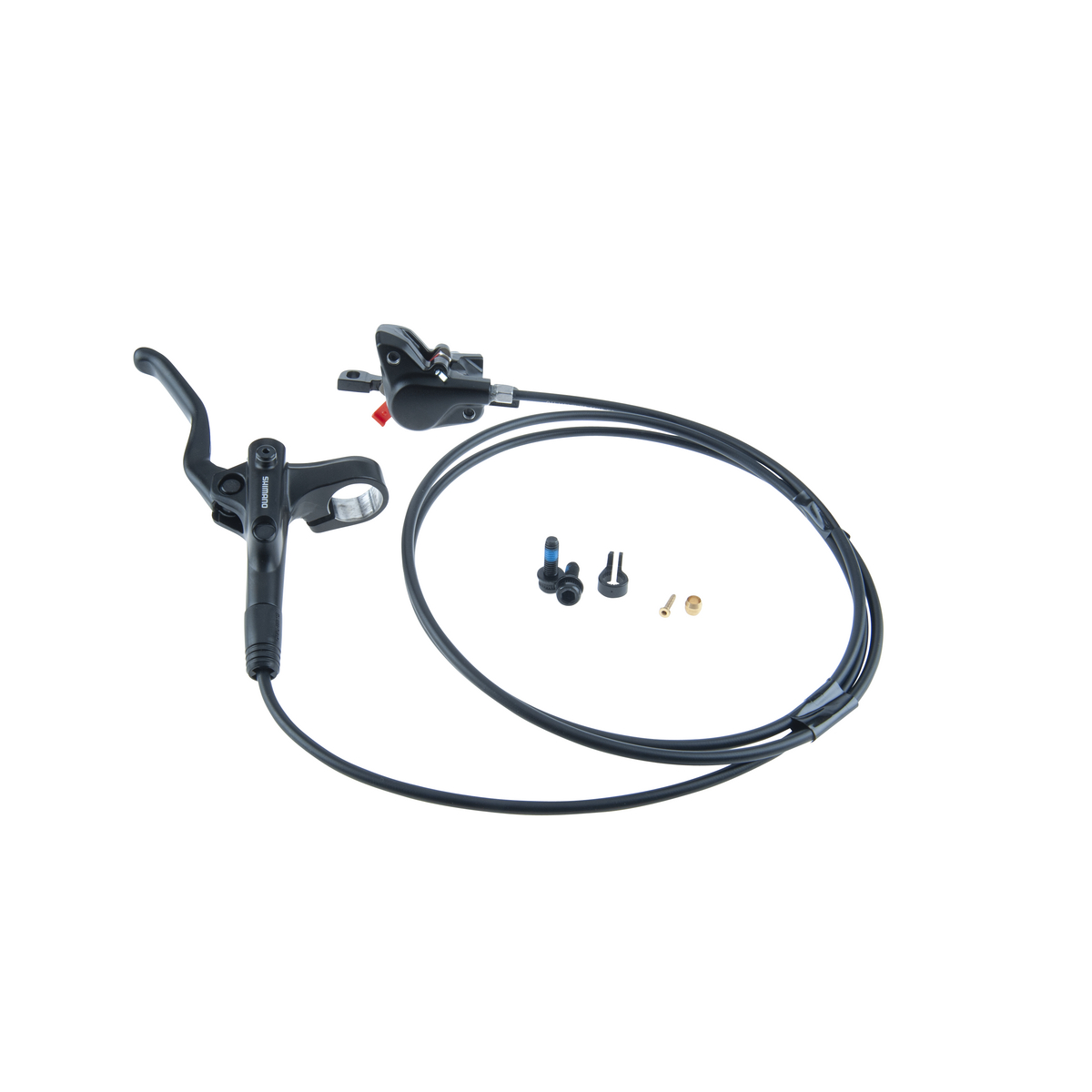 Scheibenbremsanlage Hinterrad vormontiert, Shimano BL-MT401, besteht aus: Hebel-Leitung-Bremssattel, Leitungslänge 1700mm J-Kit