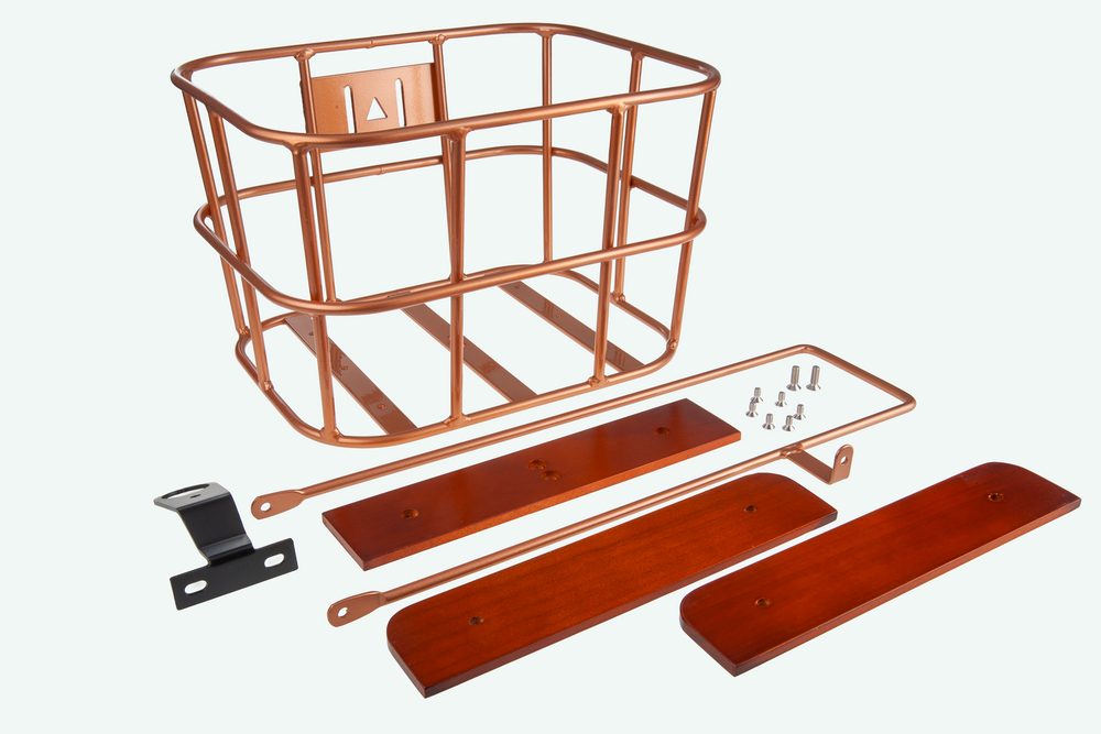 KORB VORN ALU ROH MIT HOLZBODEN 35x27x22cm m.STREBE 450mm RETROKUPFER -LACKIEREN